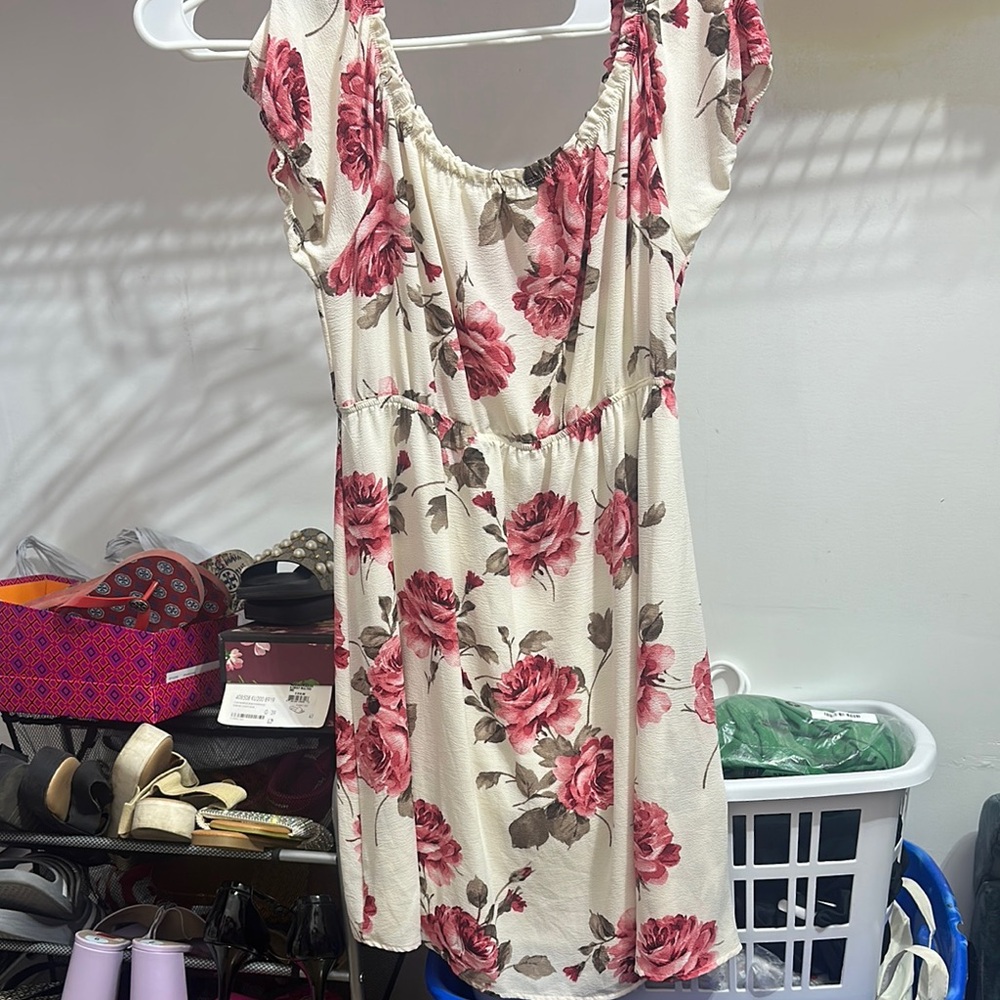 Floral Print Dress - Pink and Cream